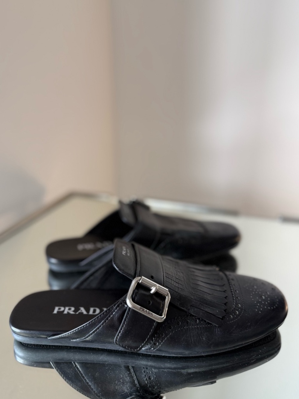 Prada Shuffle fringed leather mules $1,290 36.5 - Picture 7 of 13